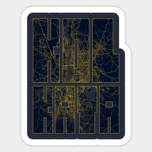 Kolkata, India City Map Typography - Gold Art Deco Sticker